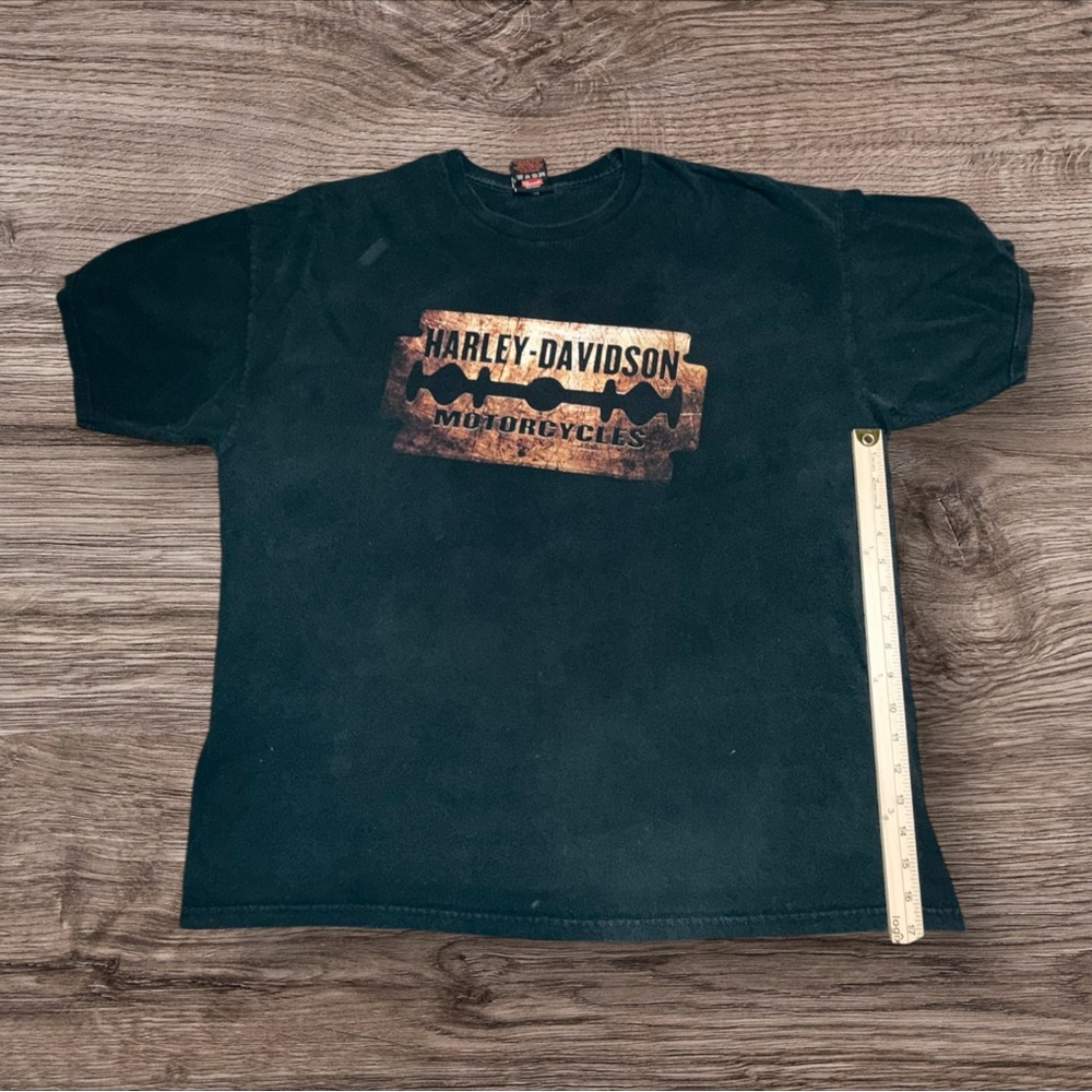 VTG Y2K Harley-Davidson Razor Blade Graphic Tee XL Faded Smoky‎ Mountain Back - Picture 3 of 8